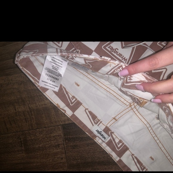 Free people x wrangler collab cream brown logo flare denim pants spring jeans - Picture 8 of 8